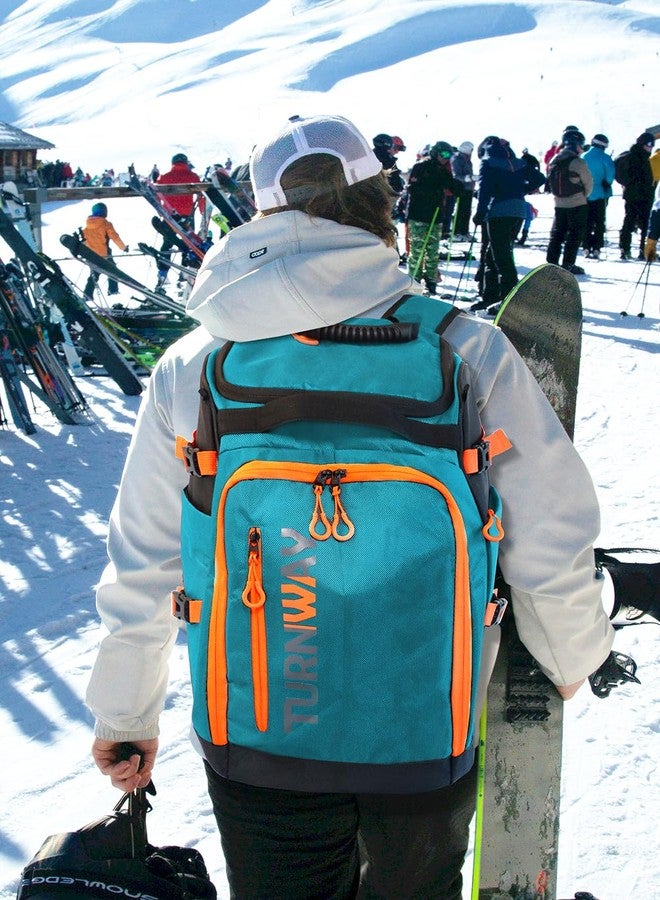 TurnWay Ski/Snowboard Boot Backpack/Ski Boot Backpack | Excellent for Store All Gear | Travel with Waterproof Exterior, Reflective Strip for Men, Women and Youth(Blue-Orange) - Image 5