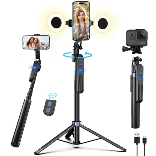 Zarcaco Auto Face Tracking Tripod for iPhone with Light70inch Phone Tripod Holder with Gesture ControlTravel Selfie Stick for Content Creator Vlog Live Stream Video Recording - Image 1