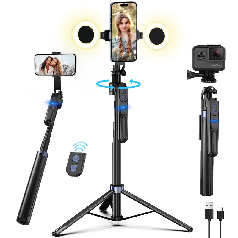 Zarcaco Auto Face Tracking Tripod for iPhone with Light70inch Phone Tripod Holder with Gesture ControlTravel Selfie Stick for Content Creator Vlog Live Stream Video Recording - Image 2