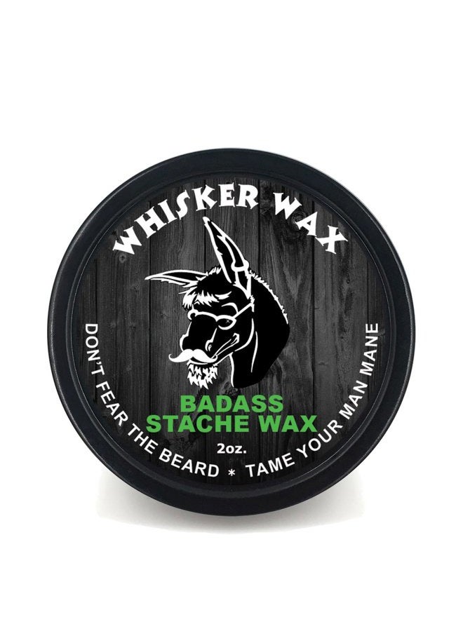 Badass Beard Care Mustache Wax For Men, 2 oz - Made with All Natural Butters and Waxes, Medium Hold, Keeps Mustache Looking and Feeling Natural and Soft - Image 1