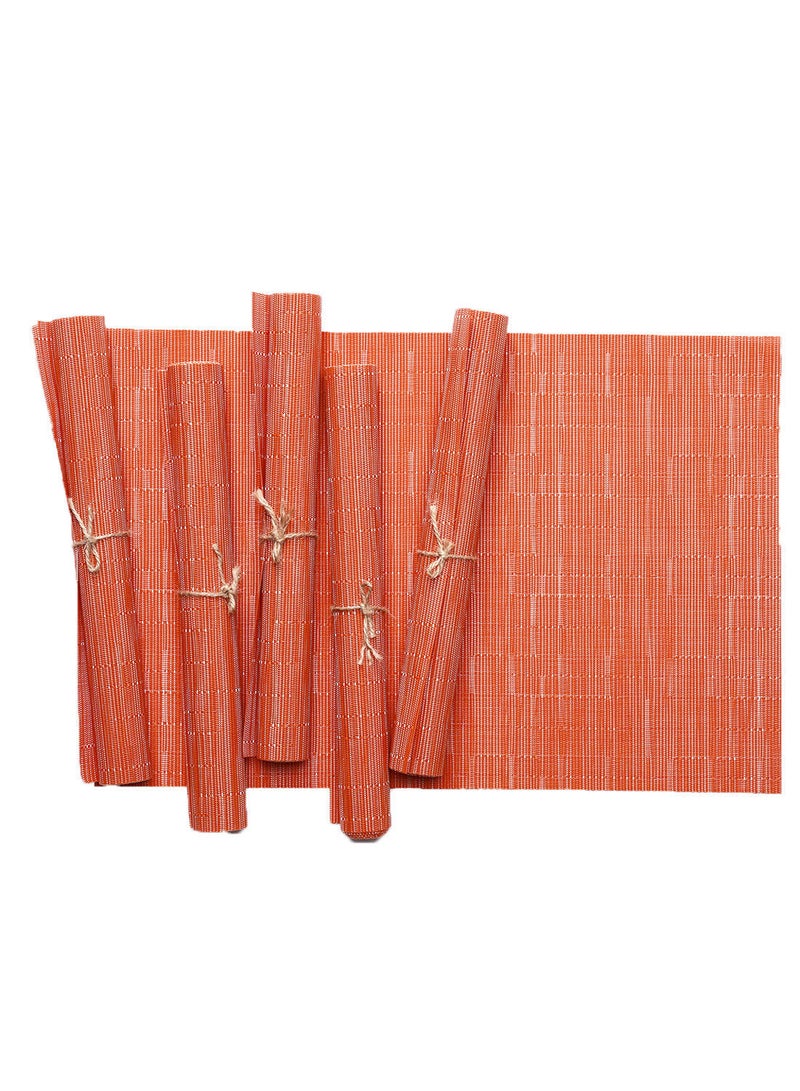 NIBEMINENT 6-Piece Crossweave Placemat Set Orange 45 x 30centimeter - Image 1