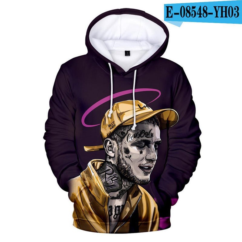 Rapper Lil Peep Surrounding 3D Digital Printing Casual Hooded Vests - Image 1
