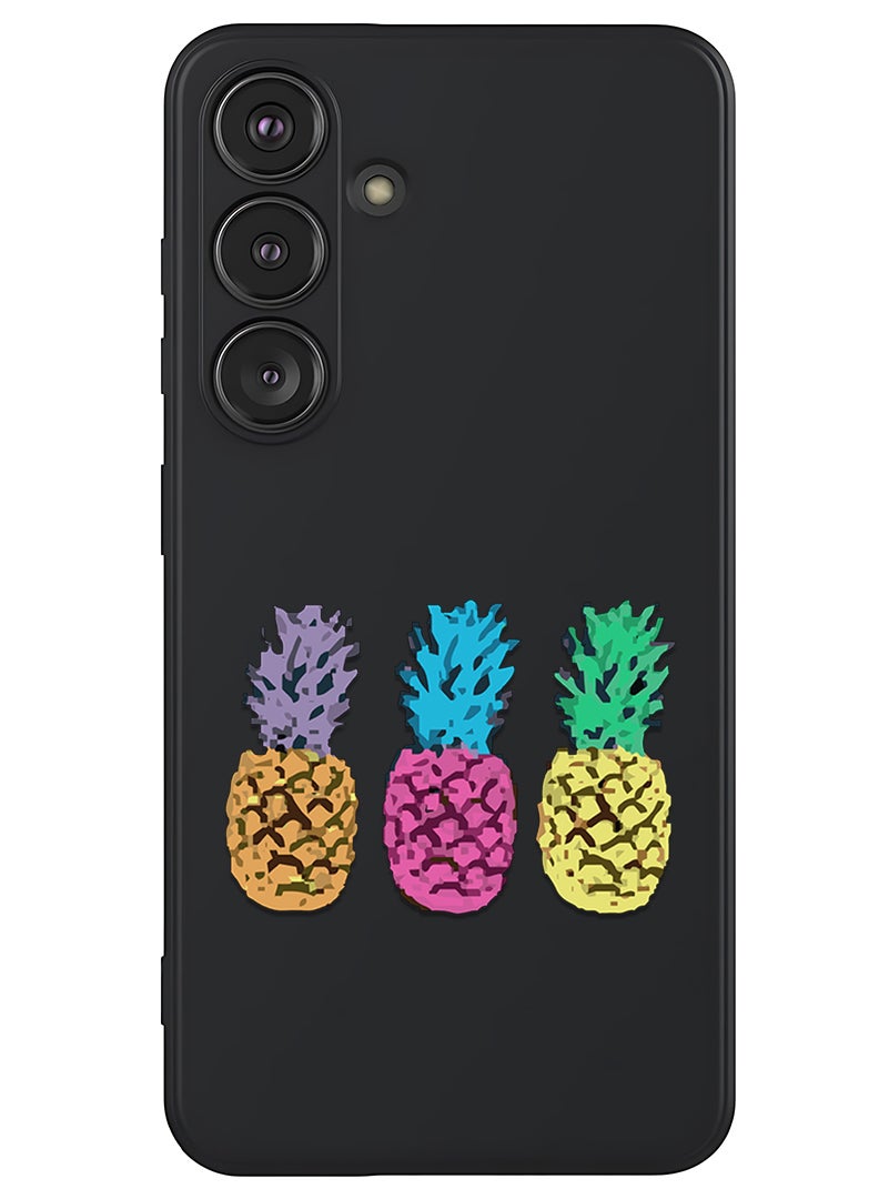 Theodor Protective Slim Fit Case Liquid Silicone Cover with Full Body Protection Anti-Scratch Shockproof Case For Samsung Galaxy S25 (Black) - pineapple - Image 1