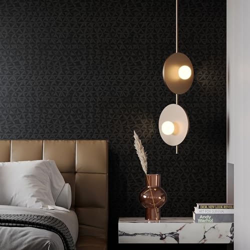 Simon&Siff 3D Black Wallpaper Peel and Stick Star Textured Wallpaper 17.3"X59" Removable DIY Decorative Accent Wall Paper for Bedroom Living Room Lobby Cabinets Countertop - Image 2