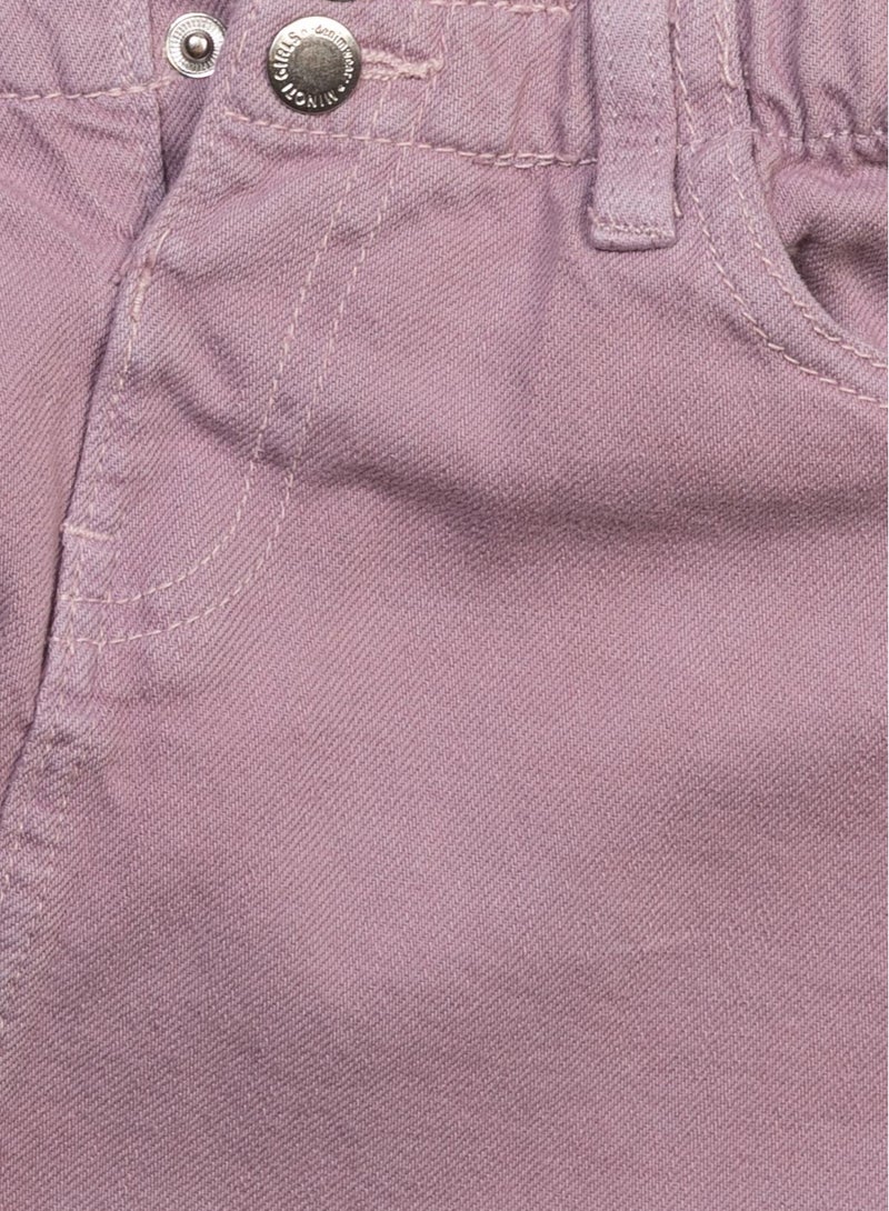 مينوتي تنورة بناتي بخصر مريح وشقوق جانبية وحافة مهترئة - Image 3