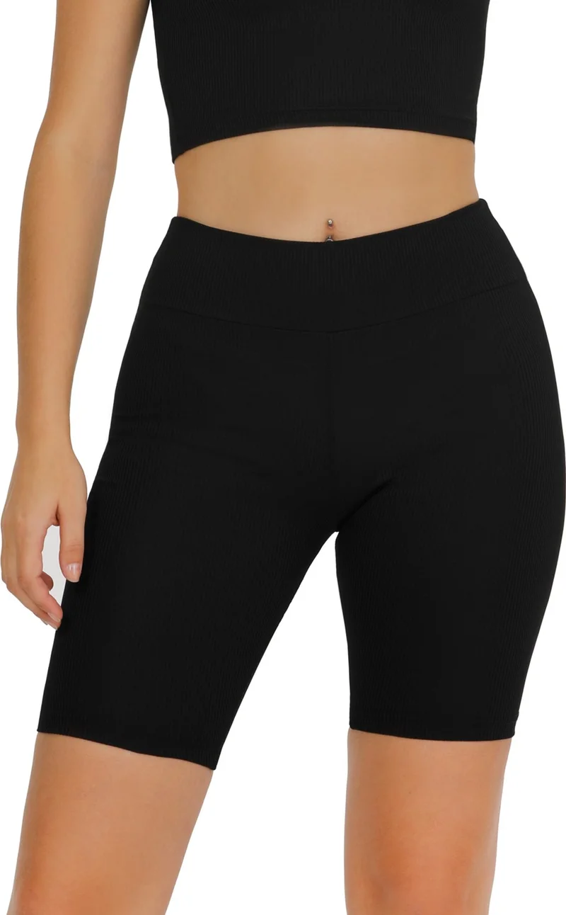 Sensu Women's High Waist Ribbed Shorts and Tights KTYT115
