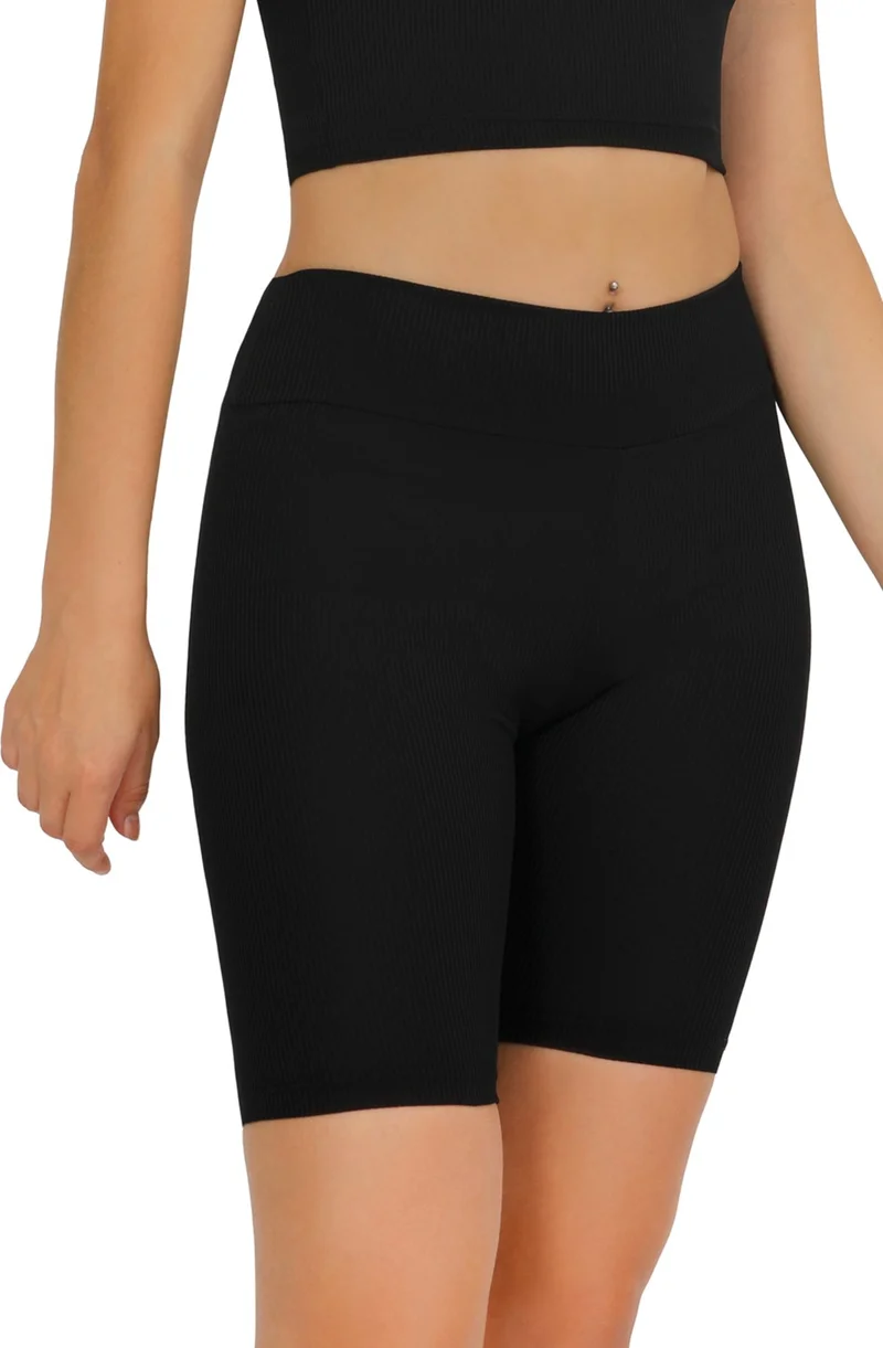Sensu Women's High Waist Ribbed Shorts and Tights KTYT115