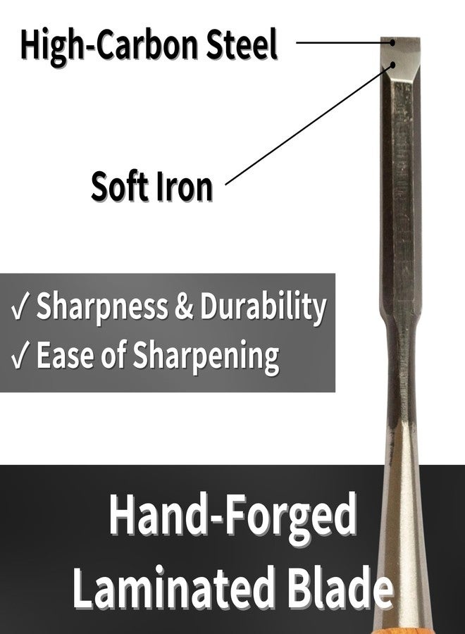 RANSHOU Japanese Chisel 12mm 1/2" Mortise Chisel Oire Nomi, Professional Wood Chisel for Woodworking, Japanese Red Oak Handle, Made in JAPAN - Image 5