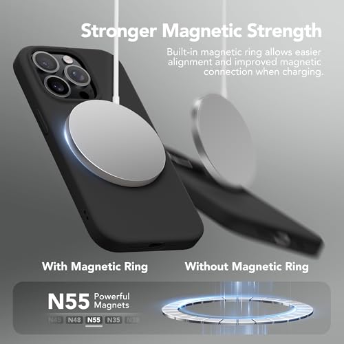 GONEZ Magnetic for iPhone 14 Pro Max Case, [Compatible with MagSafe] Anti-Scratch Microfiber Lining & Screen Protector, Shockproof Slim Phone Silicone Cover 6.7 inch, Black - Image 2
