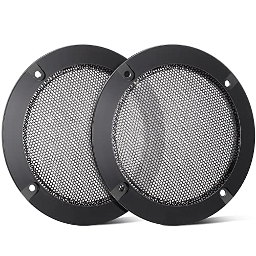 Facmogu 2PCS 4in Black Round Speaker Grills Cover, Metal Mesh Speaker Grille Replacement for 4 Inch Woofer Speakers Decorative & Protection, Steel Mesh Protective Case with 8PCS Screws - Image 1
