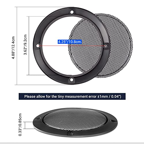 Facmogu 2PCS 4in Black Round Speaker Grills Cover, Metal Mesh Speaker Grille Replacement for 4 Inch Woofer Speakers Decorative & Protection, Steel Mesh Protective Case with 8PCS Screws - Image 2