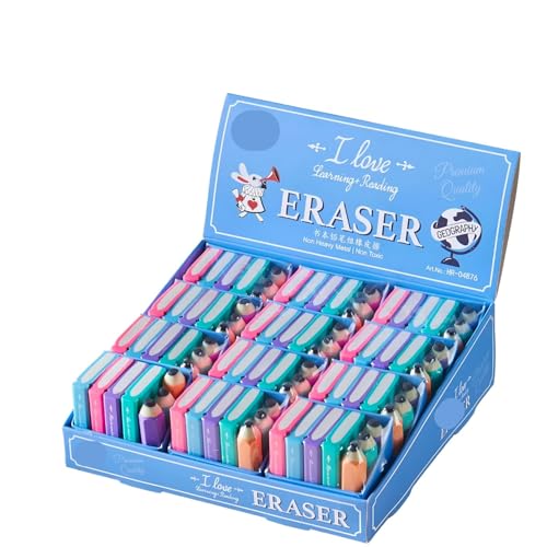 Crackles Erasers Pack of 12 – Includes 4 Book-Shaped & 3 Pencil-Shaped Erasers in Each Back – Perfect for School Supplies, Stationery, and Birthday Return Gifts - Image 1