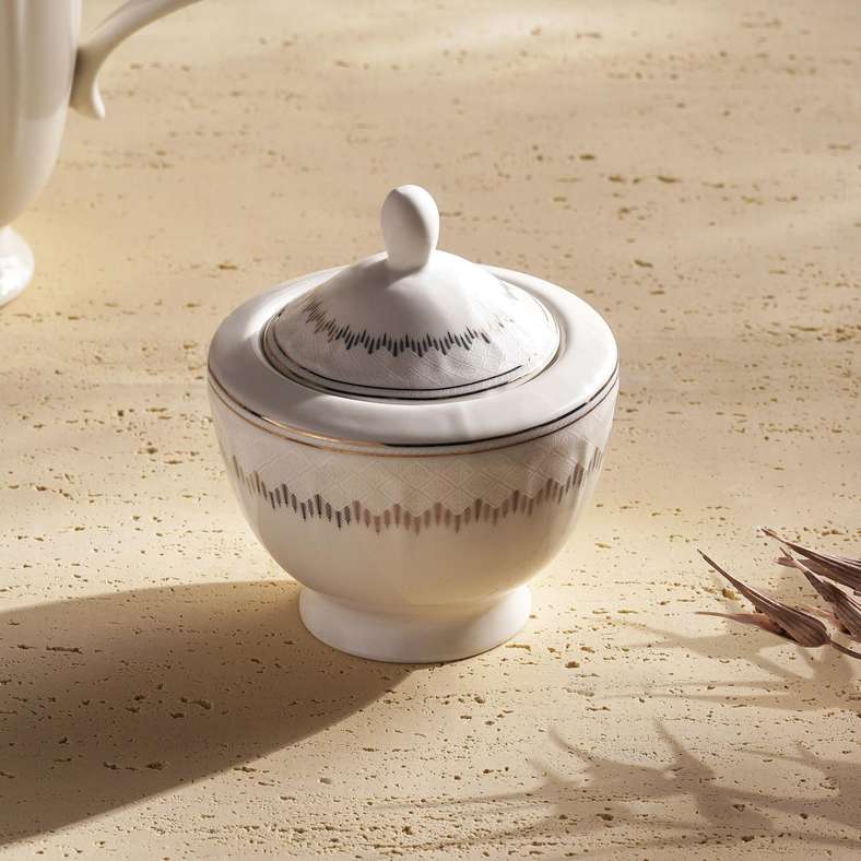 Pan Home Alina New Bone China Sugar Pot 330ml -White