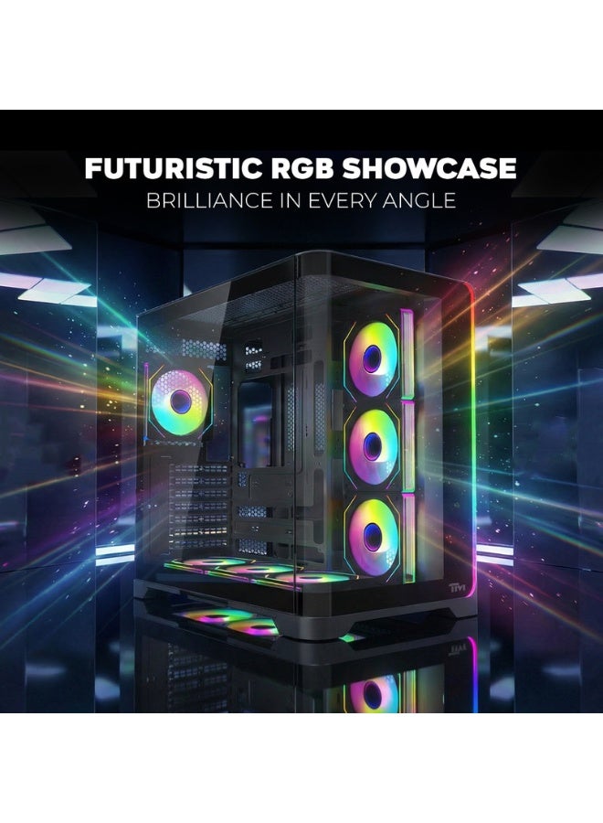 TWISTED MINDS Gaming Case, FLUX Mid Tower, Tempered Glass Side Panel, ATX / M-ATX / Mini-ITX Support, High Airflow Gaming PC Case | TM-FLUX-B black - Image 2