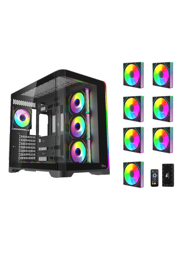 تويستيد مايندز حافظة الألعاب، FLUX Mid Tower، لوحة جانبية من الزجاج المقسى، دعم ATX / M-ATX / Mini-ITX، حافظة ألعاب PC بتدفق هواء عالي | TM-FLUX-B - Image 1