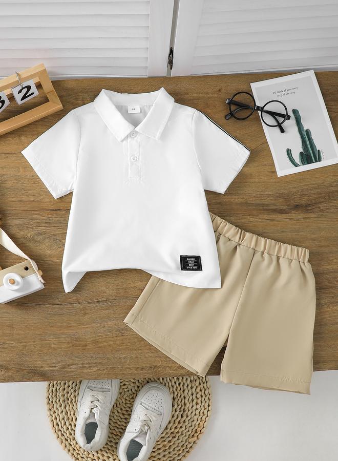 Take Two Styli Boys White Polo T-Shirt and Shorts Set - Image 1