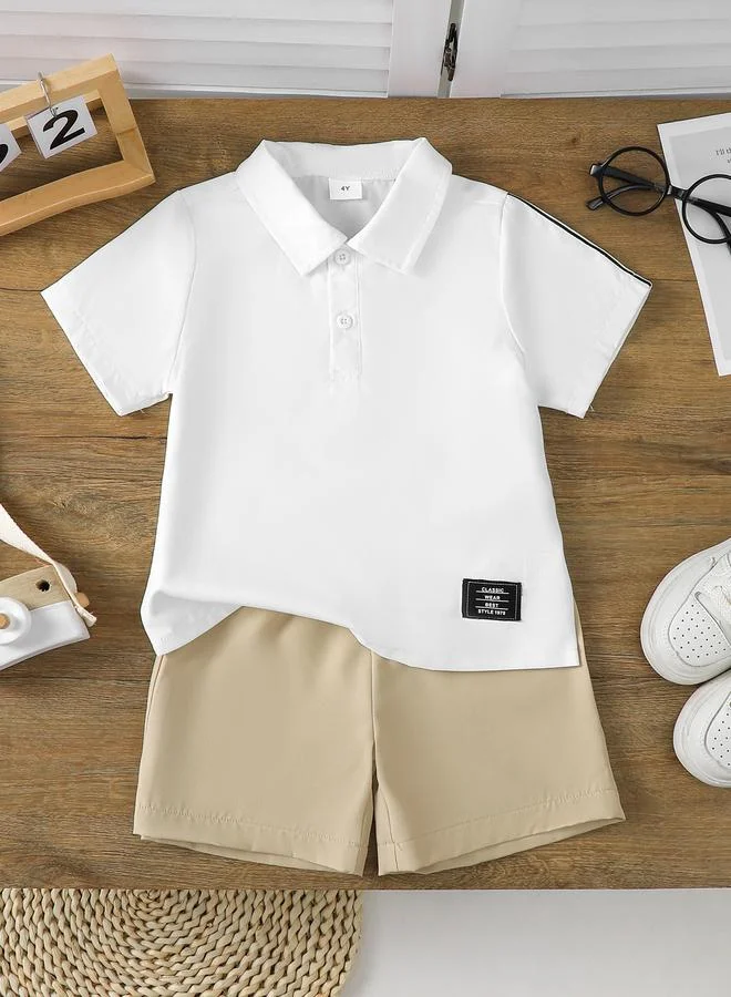 Take Two Take Two Boys White Polo T-Shirt and Shorts Set