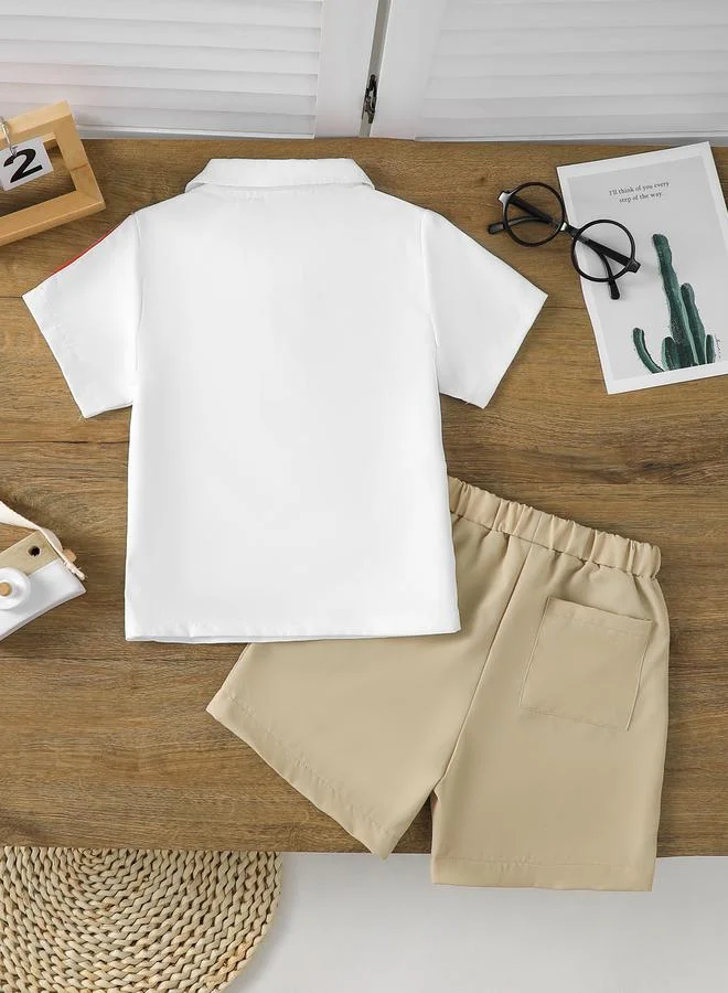 تايك تو Take Two Boys White Polo T-Shirt and Shorts Set