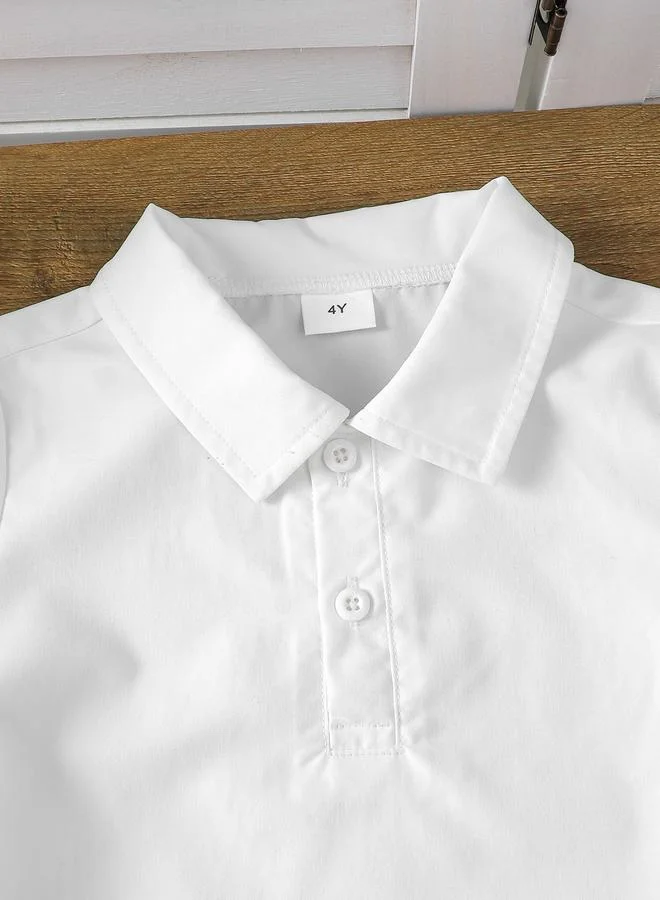 Take Two Take Two Boys White Polo T-Shirt and Shorts Set