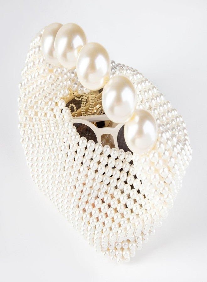 Abvokury Women Pearl Beaded Clutch Handle Bag Evening HandBag for Wedding Party - Image 5