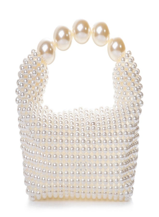 Abvokury Women Pearl Beaded Clutch Handle Bag Evening HandBag for Wedding Party - Image 1