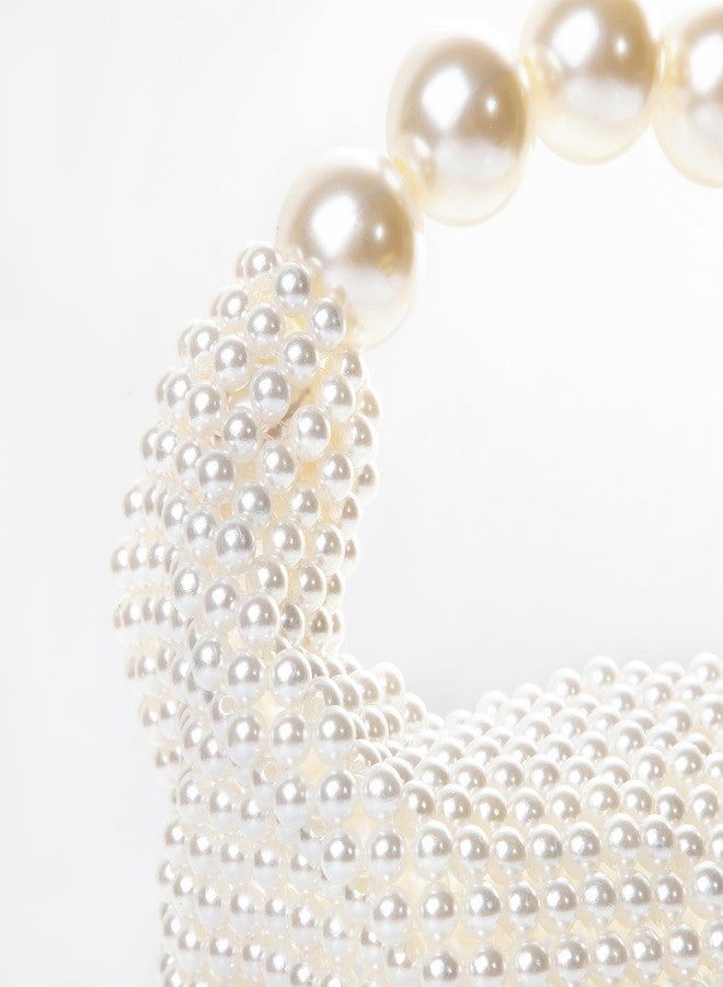Abvokury Women Pearl Beaded Clutch Handle Bag Evening HandBag for Wedding Party - Image 3