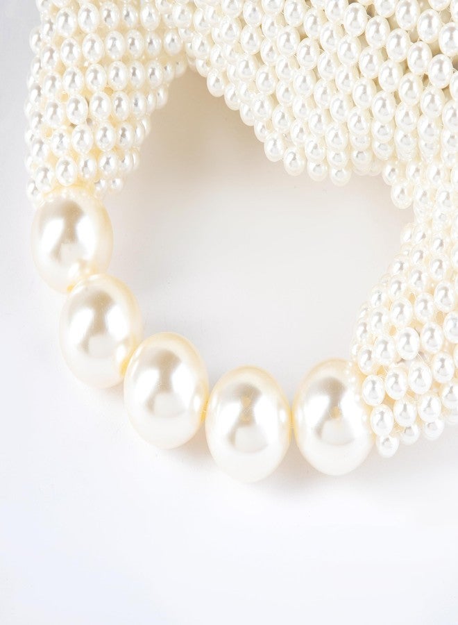 Abvokury Women Pearl Beaded Clutch Handle Bag Evening HandBag for Wedding Party - Image 4