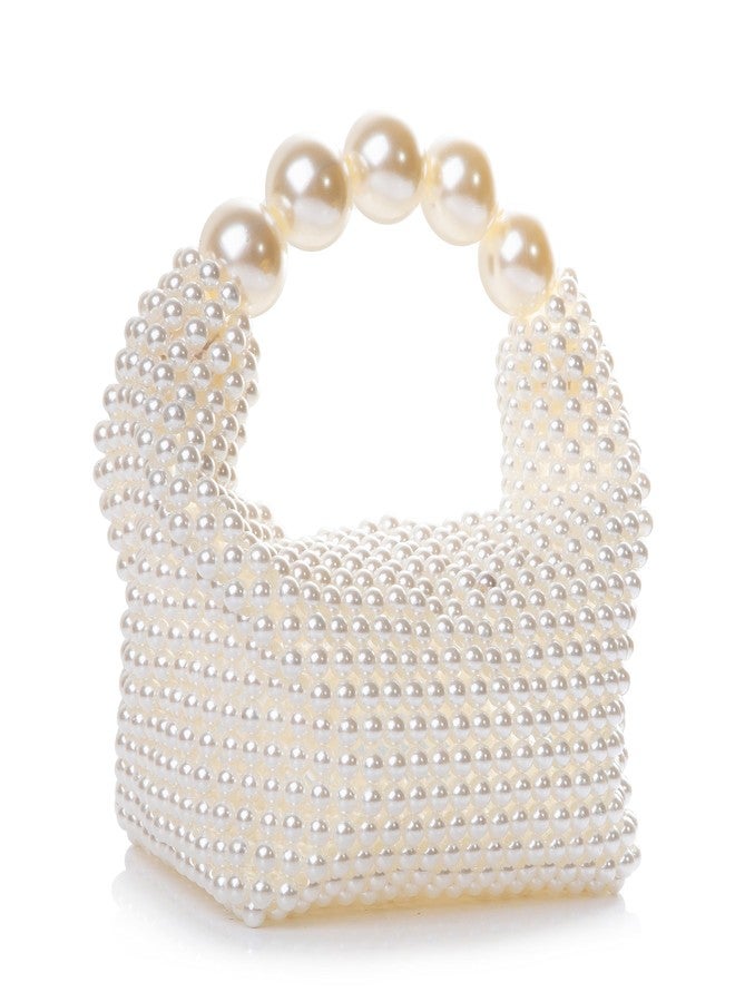 Abvokury Women Pearl Beaded Clutch Handle Bag Evening HandBag for Wedding Party - Image 2