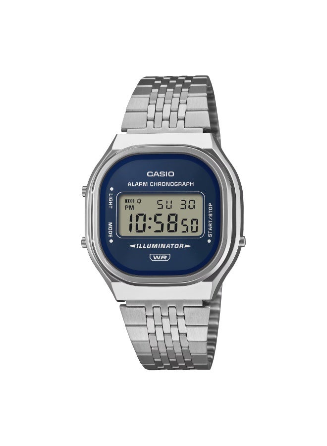 Casio A140WE-2A Vintage Series Stainless Steel Digital Watch with Blue Dial - Image 1