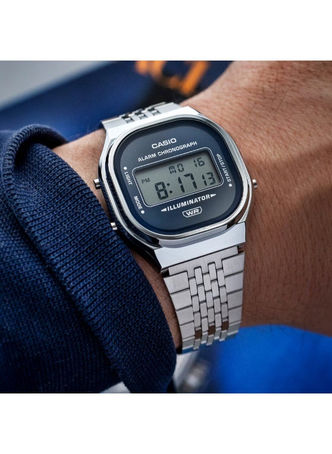 Casio A140WE-2A Vintage Series Stainless Steel Digital Watch with Blue Dial - Image 3