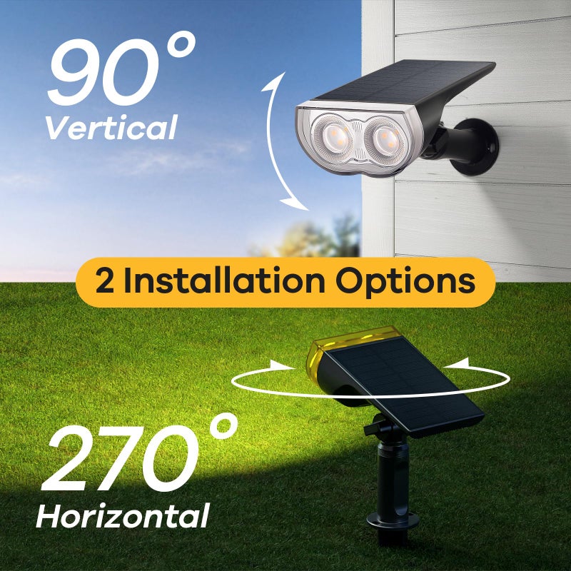 Consciot Solar Spotlights Outdoor, IP67 Waterproof 2-in-1 Solar Spot Lights, Durable Christmas Decorations Lights for Garden Yard Pathway Driveway Porch Walkway, Auto On/Off, 2 Pack(Warm White) - Image 5
