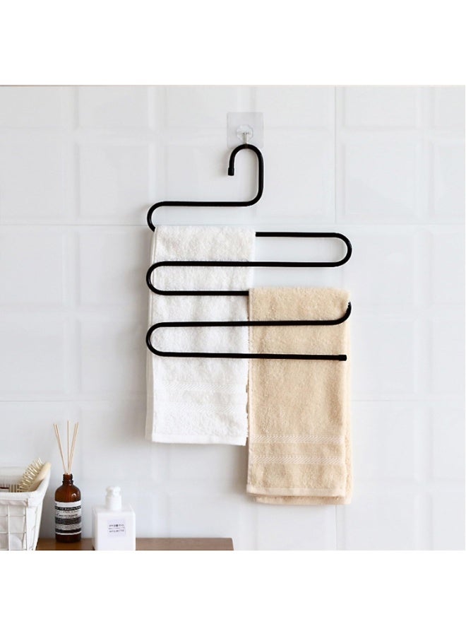 Pants Hanger Multi-Layer (3 Pack) S-Style Jeans Trouser Hanger Closet Stainless Steel Rack Space Saver for Tie Scarf Jeans Clothes (Black, White, Brown) - Image 5