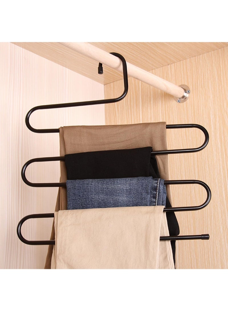 Pants Hanger Multi-Layer (3 Pack) S-Style Jeans Trouser Hanger Closet Stainless Steel Rack Space Saver for Tie Scarf Jeans Clothes (Black, White, Brown) - Image 4