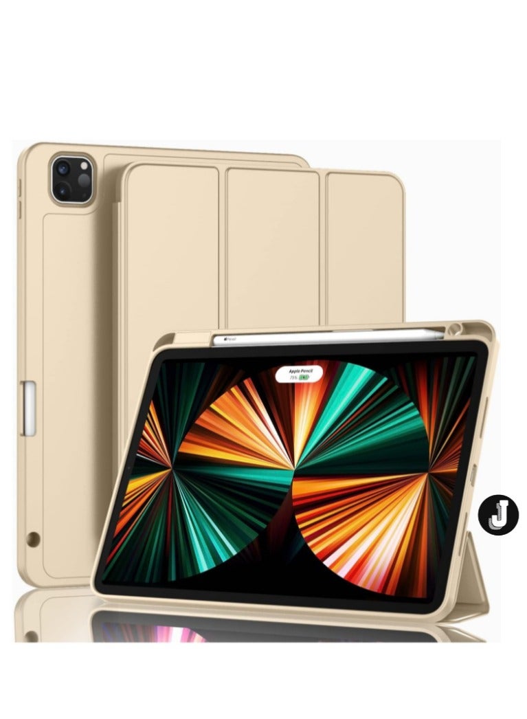 JAJEEK "iPad Pro 12.9 Inch Case (6th/5th/4th Gen, 2022/2021/2020) – Smart Case with Pencil Holder, Touch ID Support, Auto Wake/Sleep, 2nd Gen Pencil Charging – Champagne Gold" - Image 1