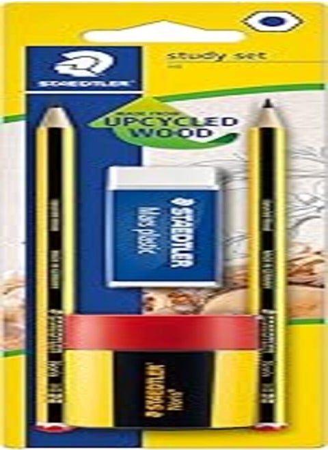 Staedtler 120 511bkd study set high quality hb wooden pencil with earser & sharpener set of 4 pcs. - multi color