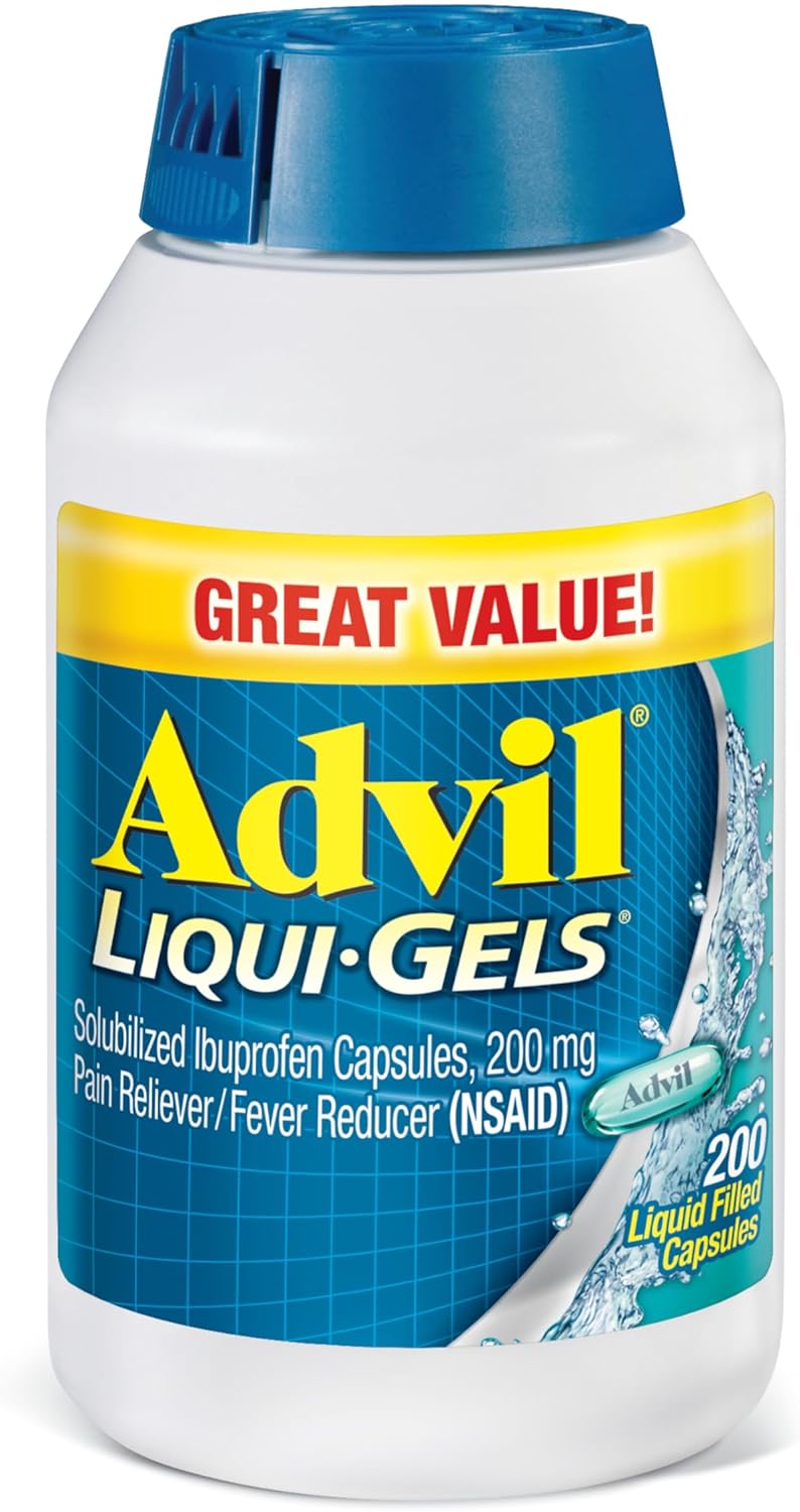 Advil LiquiGels Pain Reliever and Fever Reducer Pain Medicine for Adults with Ibuprofen 200mg for Headache Backache Menstrual Pain and Joint Pain Relief  200 Liquid Filled Capsules - Image 1