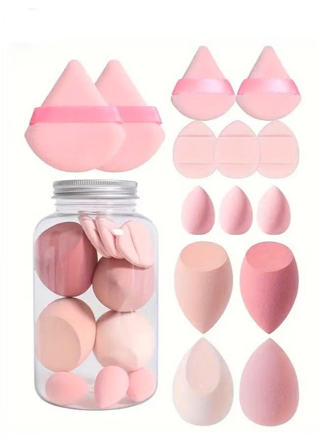 Generic 14-Piece Makeup Sponge Set- Multi soft color Mini Makeup Sponge, Powder Puff Long Lasting Beauty Sponge Wet & Dry Use for Women (Pink)  - Image 1