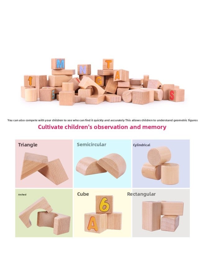 Mingta Children's Large Particle Assembled Building Blocks Wood Toys Educational Multifunctional Intelligence Baby's Brain 1-3-6 Years Old-Color:168 City Scene Building Blocks (108 Building Blocks +60 Puzzles) - Image 5