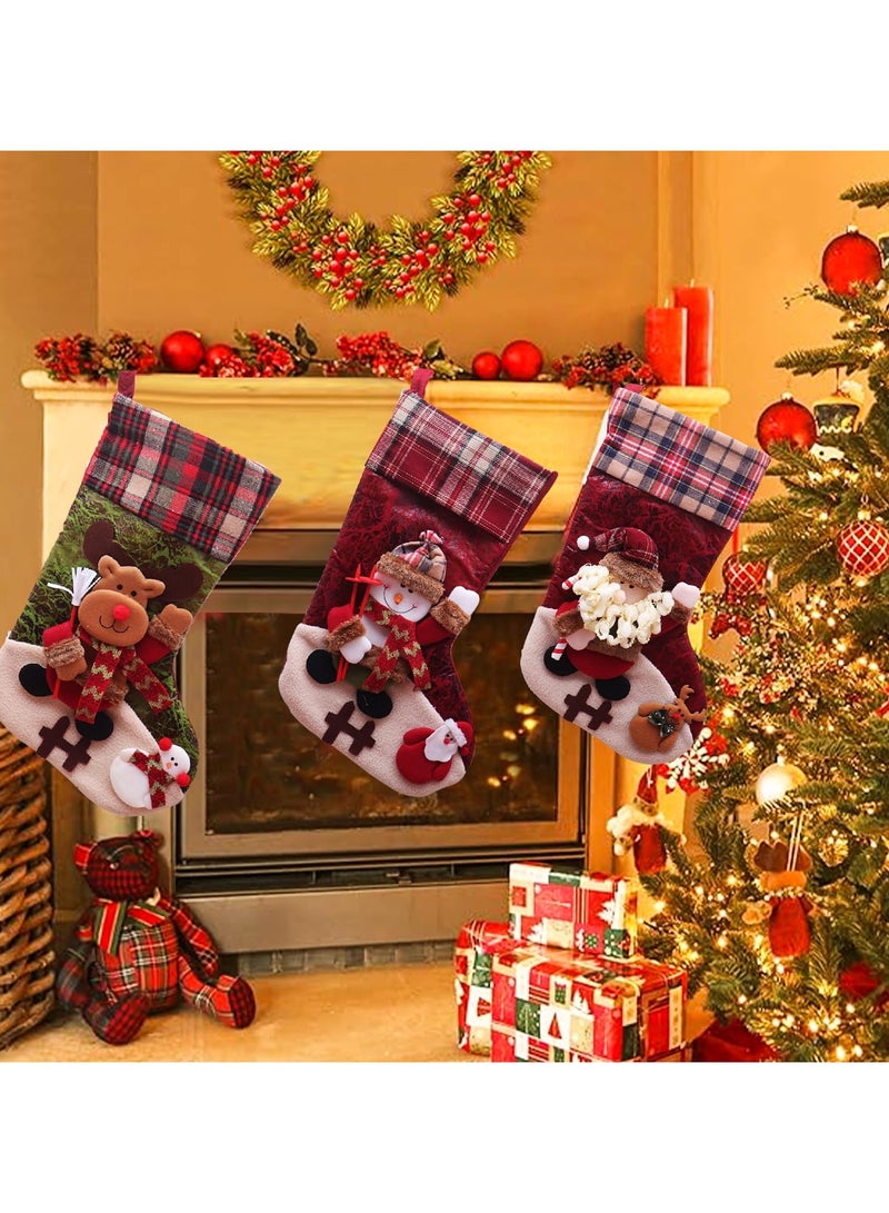 تابيت 3 قطع من جوارب الكريسماس، جوارب الكريسماس بالجملة، زينة سانتا كلوز ورنة البطريق وجوارب عائلية وزينة شجرة الكريسماس وحقائب هدايا لحفلات العطلات العائلية وديكور المنزل - Image 3
