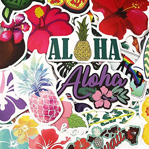 ZXSWEET 50 Pieces Watercolor Hawaiian Tropical Summer Stickers Decals for Waterbottle Laptop Scrapbooking Journal Planner Card Making - Image 4