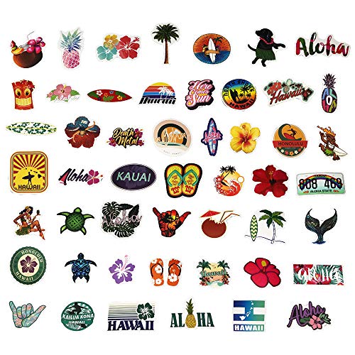 ZXSWEET 50 Pieces Watercolor Hawaiian Tropical Summer Stickers Decals for Waterbottle Laptop Scrapbooking Journal Planner Card Making - Image 2