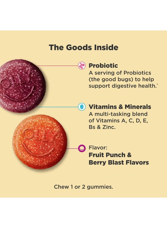 OLLY Kids Multivitamin & Probiotic Gummy, Digestive Support, Vitamins A, D, C, E, B, Zinc, Chewable Supplement, Berry Flavor, 50 day supply - 100 Count - Image 2