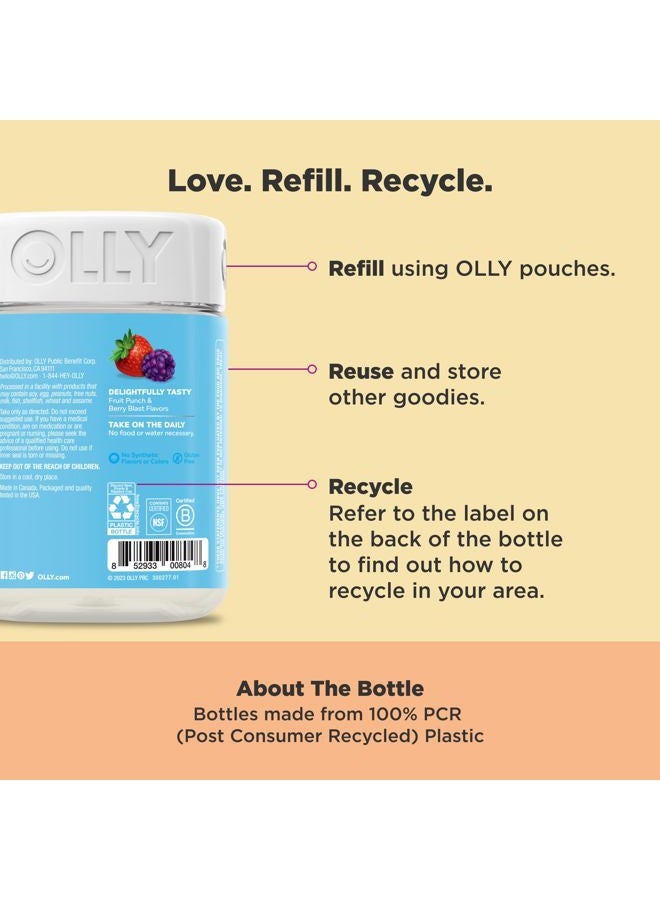 OLLY Kids Multivitamin & Probiotic Gummy, Digestive Support, Vitamins A, D, C, E, B, Zinc, Chewable Supplement, Berry Flavor, 50 day supply - 100 Count - Image 4