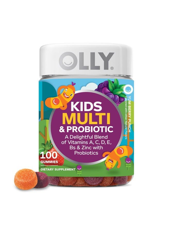 OLLY Kids Multivitamin & Probiotic Gummy, Digestive Support, Vitamins A, D, C, E, B, Zinc, Chewable Supplement, Berry Flavor, 50 day supply - 100 Count - Image 1