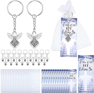 Nosiny Nosiny 108 Pieces Funeral Favors, Includes 36 Angel Keychains 36 Organza Bags 36 Miss Me But Let Me Go Prayer Cards  - Image 1