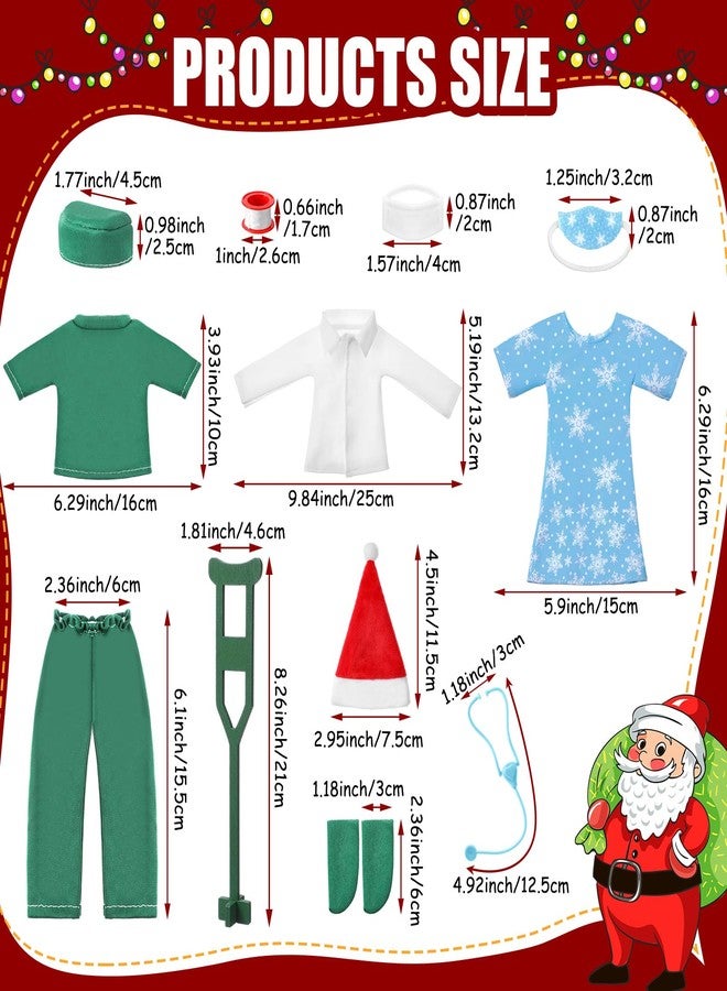 Sotiff 13 Pcs Christmas Doll Doctor Outfit for 11-12 Inch Dolls Medical Accessories Doctor Dress up Set with Robe Stethoscope Mask Crutches Bandages Hat Shirt Pants Shoes, Doll Not Include - Image 2