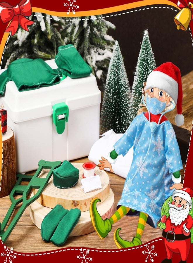 Sotiff 13 Pcs Christmas Doll Doctor Outfit for 11-12 Inch Dolls Medical Accessories Doctor Dress up Set with Robe Stethoscope Mask Crutches Bandages Hat Shirt Pants Shoes, Doll Not Include - Image 4