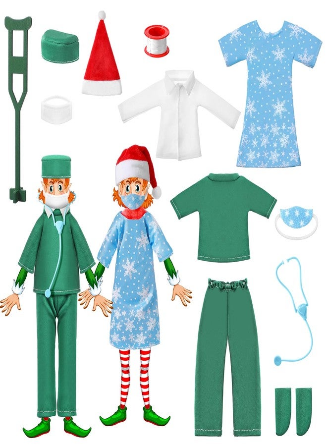 Sotiff 13 Pcs Christmas Doll Doctor Outfit for 11-12 Inch Dolls Medical Accessories Doctor Dress up Set with Robe Stethoscope Mask Crutches Bandages Hat Shirt Pants Shoes, Doll Not Include - Image 1