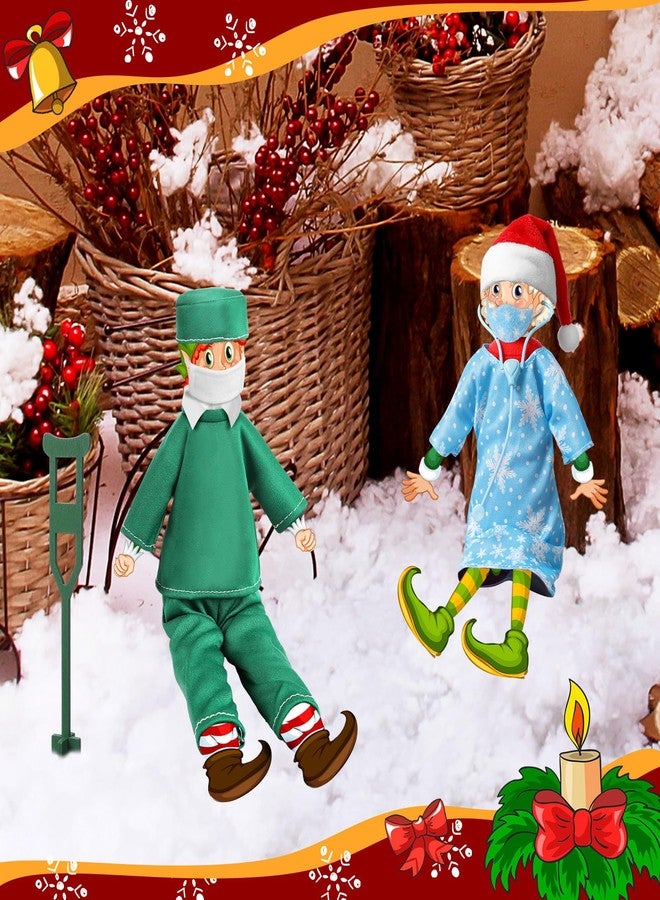 Sotiff 13 Pcs Christmas Doll Doctor Outfit for 11-12 Inch Dolls Medical Accessories Doctor Dress up Set with Robe Stethoscope Mask Crutches Bandages Hat Shirt Pants Shoes, Doll Not Include - Image 5