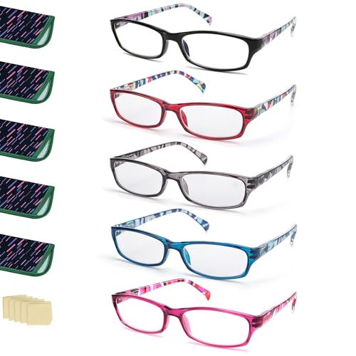 LANLANG 5-Pack Reading Glasses for Women, Blue Light Blocking Eyeglasses with Spring Hinge, 5 fashion colors, Anti Eyestrain, +1.00 diopters - Image 1